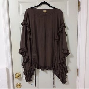Brown Ruffled Free People Cassy Tunic